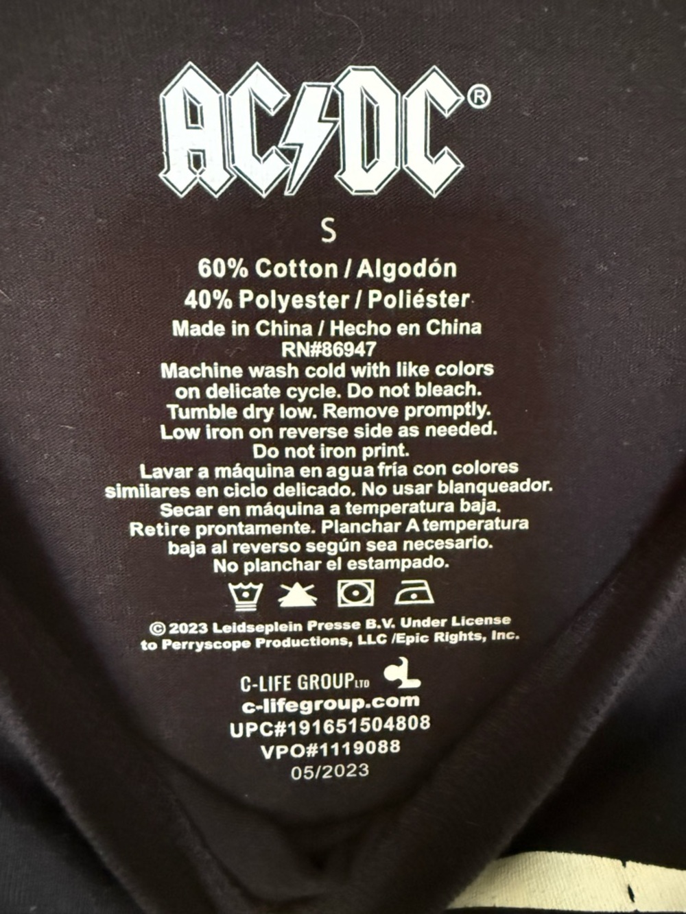 AC/DC Black Tee with White Logo Print - Picture 2 of 4